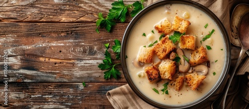 Mushroom cream soup featuri...
