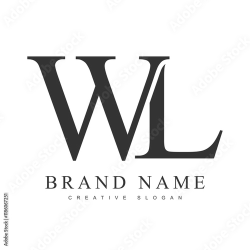 WL trendy logotype template. Initial letter w and l classic font style. Creative logo for company name or identity.