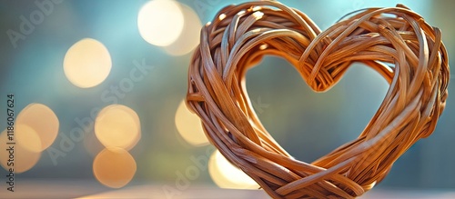 Wooden wicker heart Rattan ...