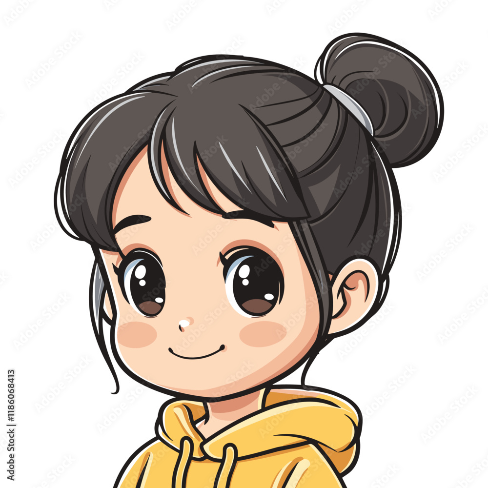 Cute little Asian girl cartoon character vector illustration graphic design Cute little Asian girl cartoon character vector illustration graphic design