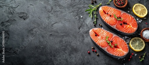 Raw chum salmon steaks with...