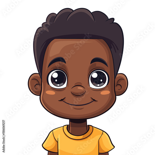 cute little African American boy cartoon vector illustration graphic design.