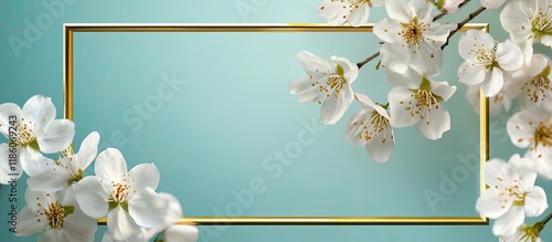 Golden frame featuring whit...