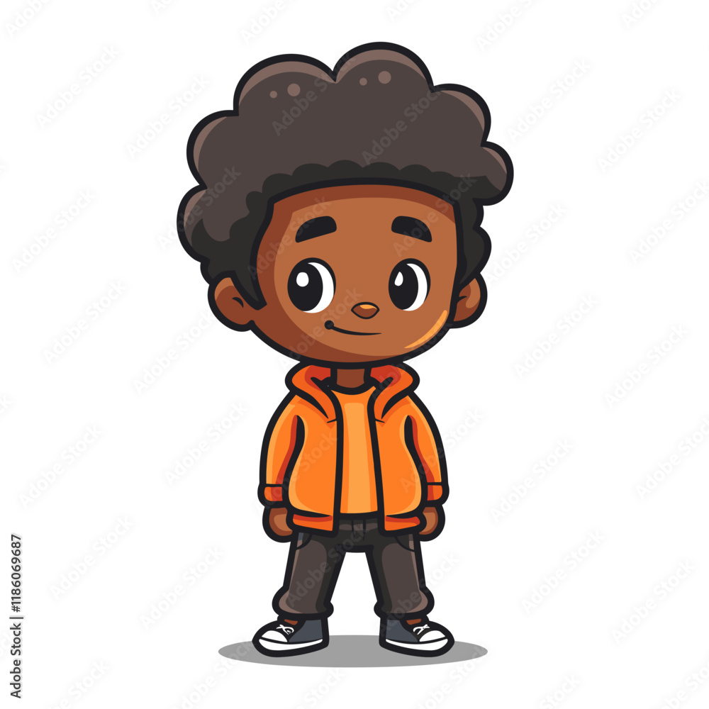 Cute African American boy cartoon isolated on white background. Vector illustration Cute African American boy cartoon isolated on white background. Vector illustration