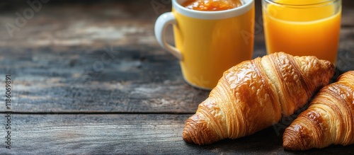 Coffee cup alongside a croi...