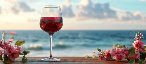 A wine glass filled with re...
