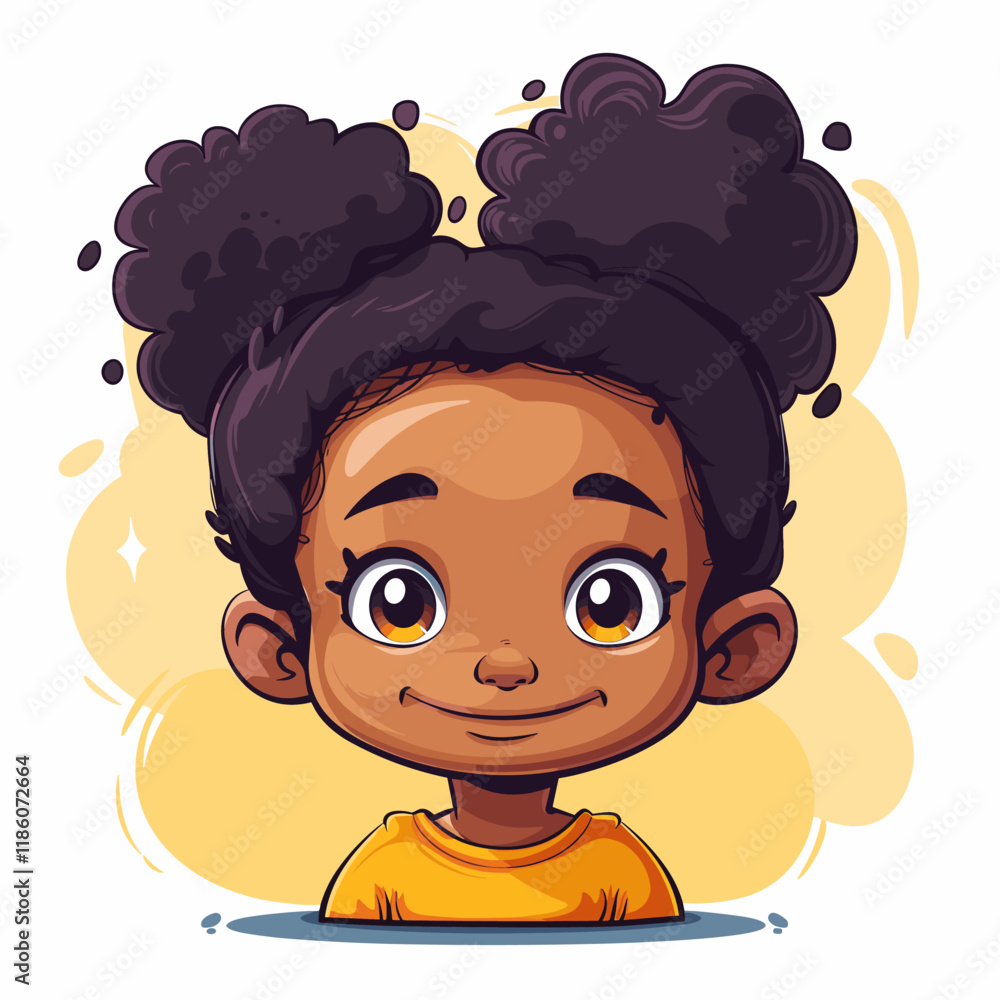 cute little African American girl cartoon vector illustration graphic design. cute little African American girl cartoon vector illustration graphic design.
