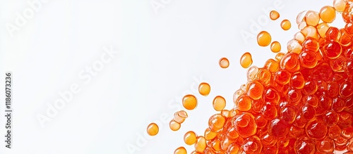 Red caviar on a white backg...