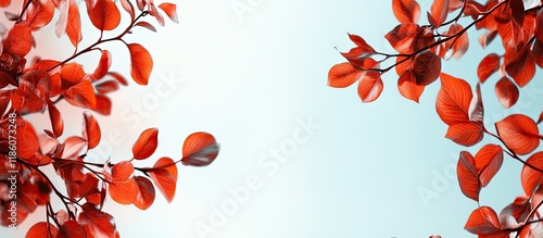 Red leaves on the branches ...