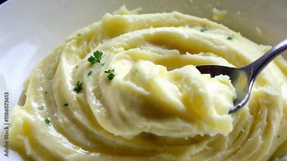 Buttery sheen mashed spoon lifts folds parsley flecks vibrant top or Mashed potatoes buttery sheen spoon Buttery sheen mashed spoon lifts folds parsley flecks vibrant top or Mashed potatoes buttery sheen spoon