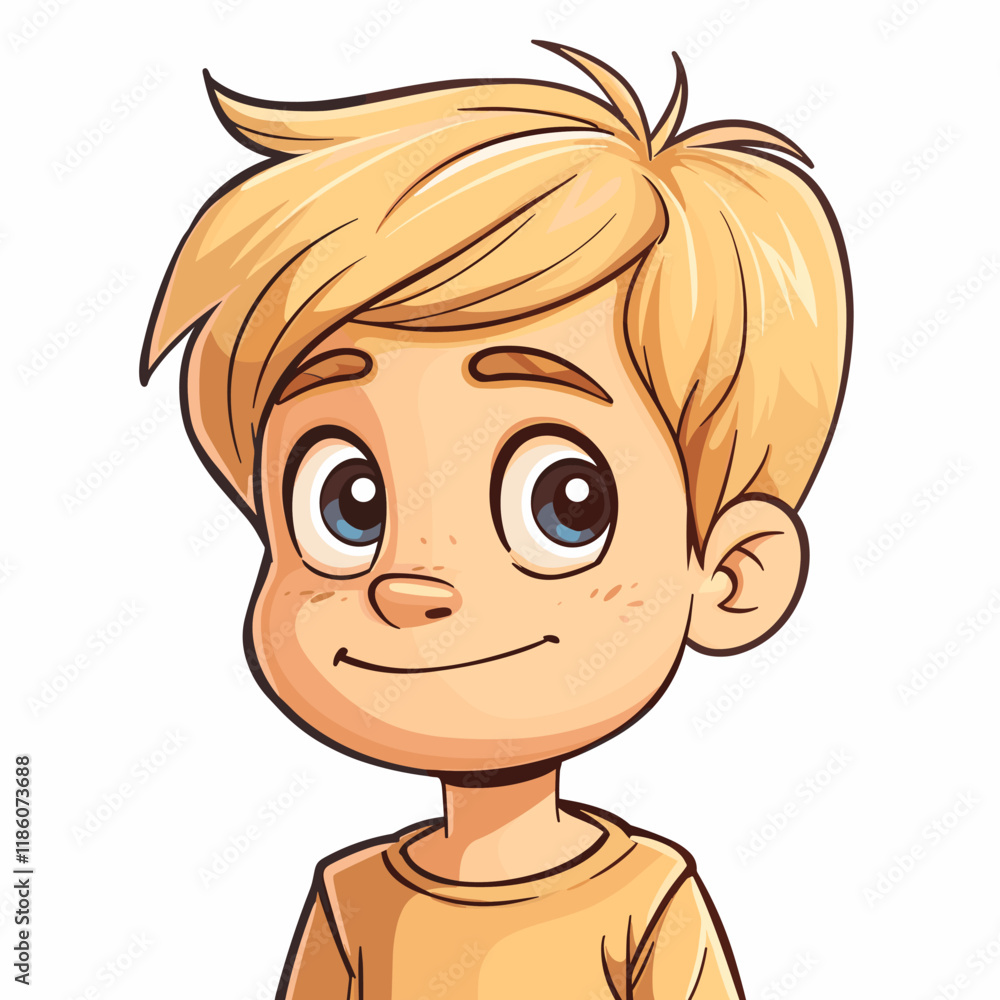 Obraz premium Cute boy character on white background. Vector illustration. Cartoon style