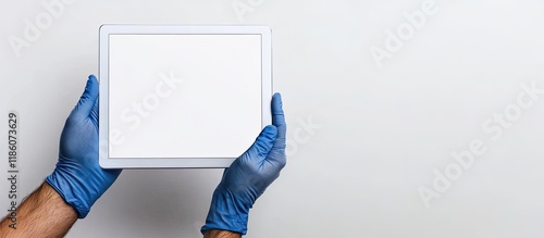 A gloved hand holds a blank...