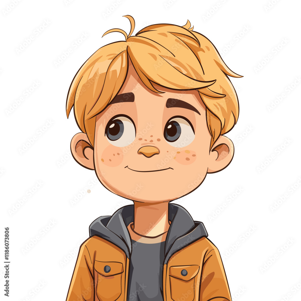 Obraz premium Cute boy character on white background. Vector illustration. Cartoon style