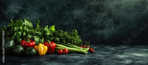 vegetables on a dark backdr...