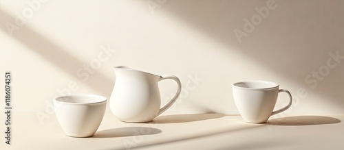 Close up of white cups and ...