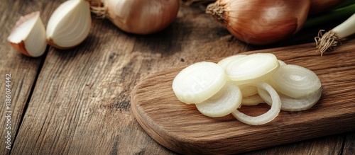 sliced onions on a cutting ...