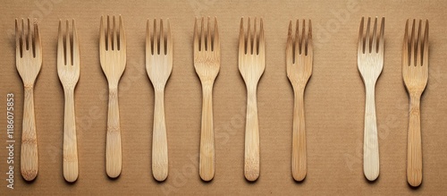 Wooden forks on a cardboard...