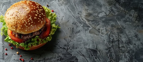 burger on a gray background...