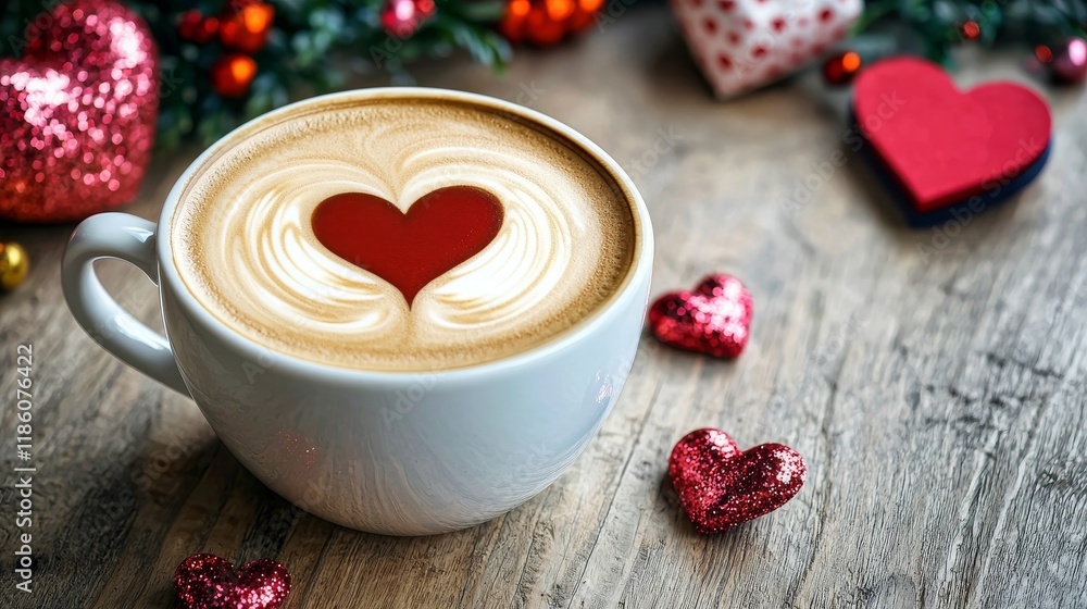 Latte Art in Heart Shape on Coffee Cup Latte Art in Heart Shape on Coffee Cup