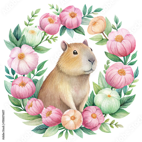 Capybara Valentine Day Clipart Watercolor
