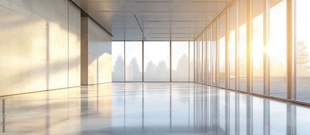 Obraz premium Vacant floor in a contemporary office building. with copy space image. Place for adding text or design