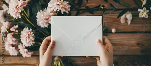 Woman holding a blank lette...