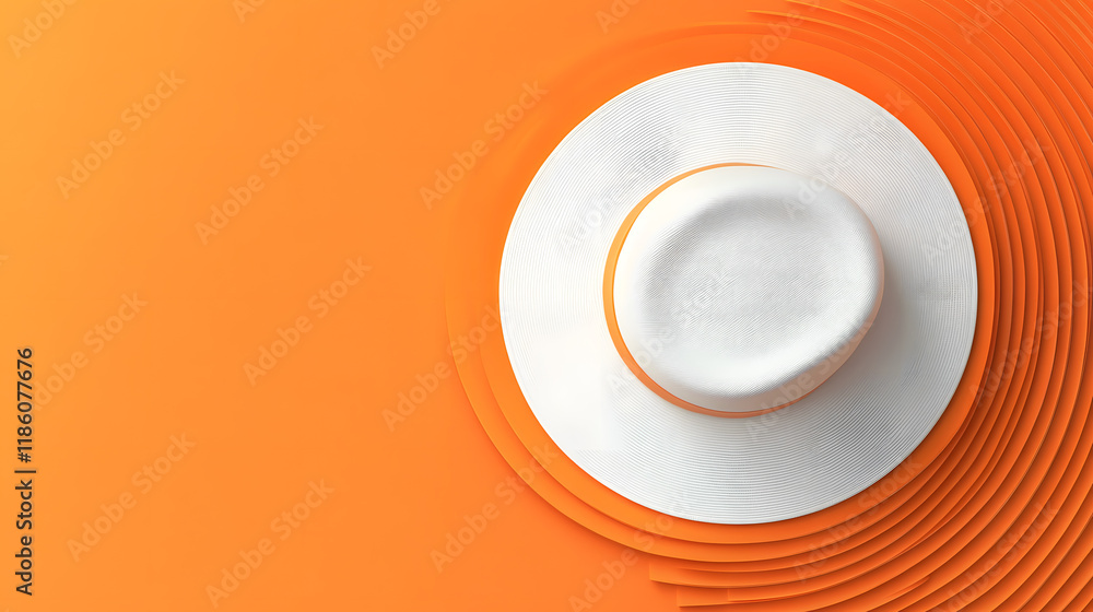 Hat on the orange background Hat on the orange background