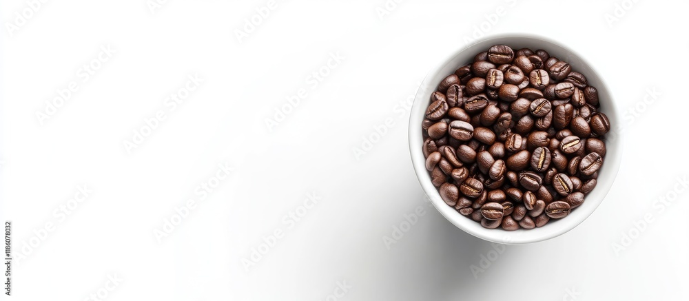 Coffee beans in a coffee cup set against a white background. with copy space image. Place for adding text or design Coffee beans in a coffee cup set against a white background. with copy space image. Place for adding text or design
