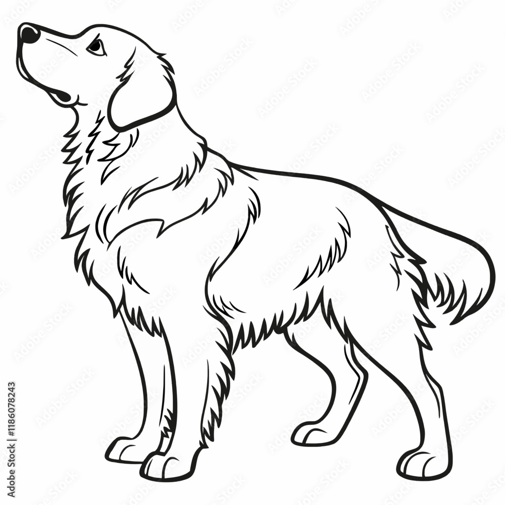 illustration of dog, full body, side view, simple line art vector isolated white illustration of dog, full body, side view, simple line art vector isolated white