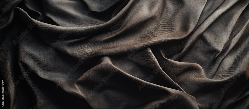 Fototapeta premium Abstract design wrinkles on the fabric Textile plain dark backdrop. with copy space image. Place for adding text or design