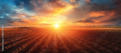 Natural sunrise over a fiel...