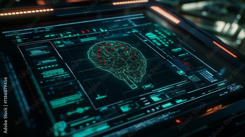 Neural Network Brain Scan on Futuristic Interface Neural Network Brain Scan on Futuristic Interface
