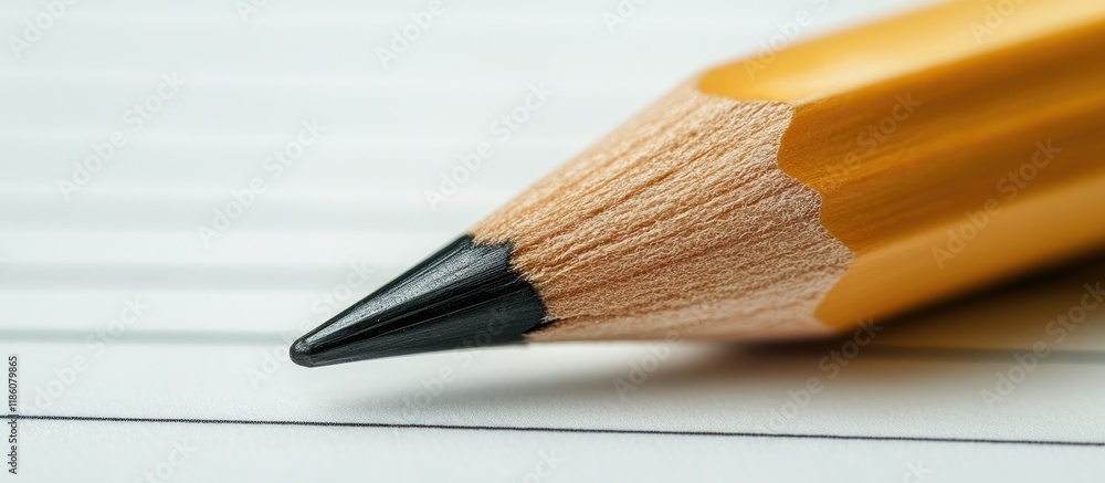 Obraz premium Pencil on a lined notebook Close up Copy space