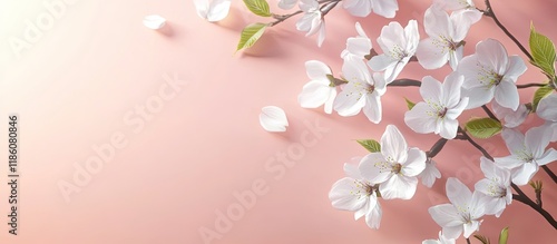 White cherry blossom on a p...