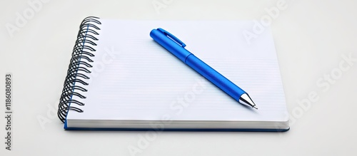 blank notebook with blue pe...