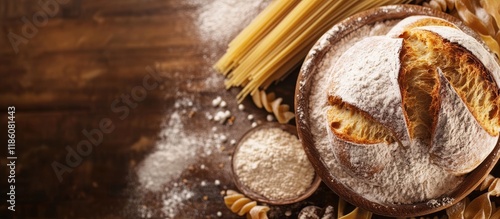bread pasta and flour. with...