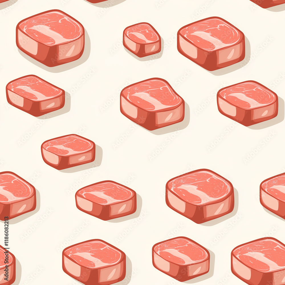 Ham flat illustration icons, Ham infinite pattern Ham flat illustration icons, Ham infinite pattern