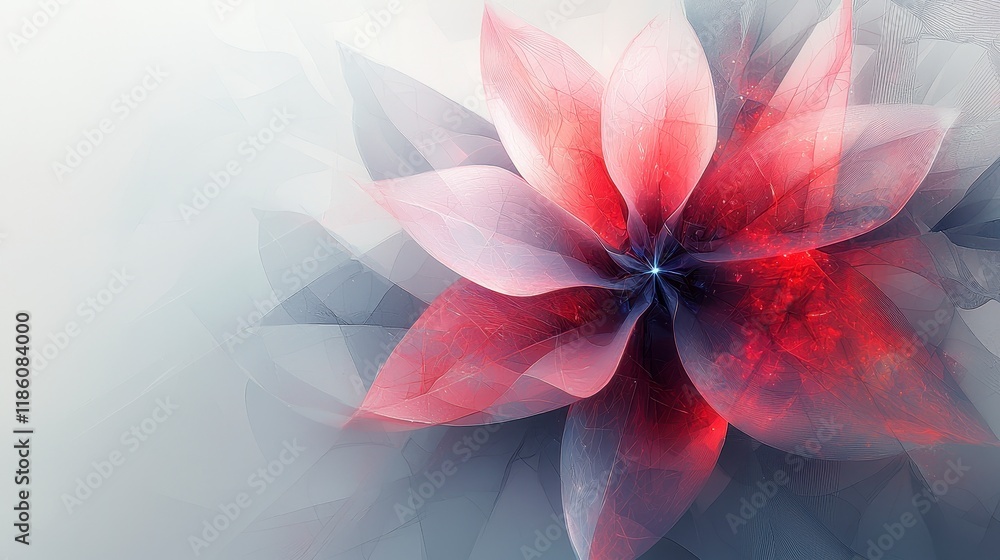 Fototapeta premium Abstract red and gray flower blossom.