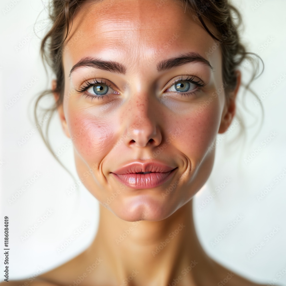 Woman with visible skin problems like wrinkles, sun damage. Portrait displays potential solutions for skin aging. Beauty, wellness concept image for anti aging, skincare products. Focus on treatment, Woman with visible skin problems like wrinkles, sun damage. Portrait displays potential solutions for skin aging. Beauty, wellness concept image for anti aging, skincare products. Focus on treatment,
