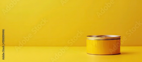Canned tuna on a yellow bac...