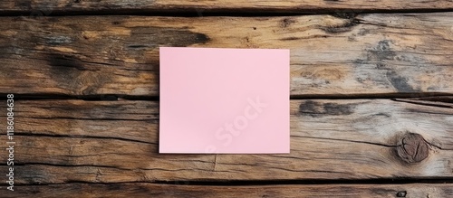 Pink blank paper on a brown...