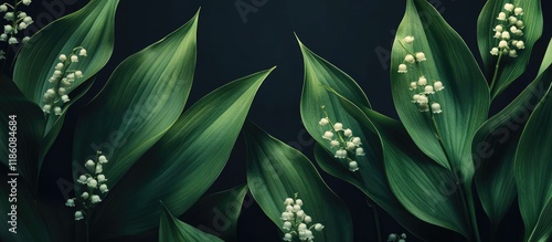 Green leaves of a lily of t...