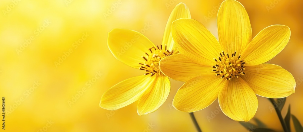 Naklejka premium yellow flower springtime nature. with copy space image. Place for adding text or design