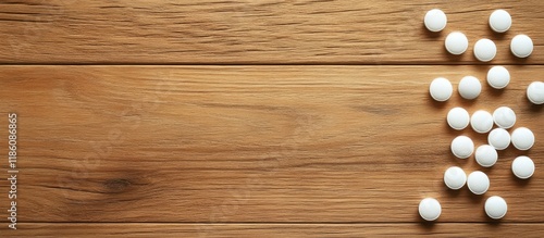 Pills on a wooden surface t...