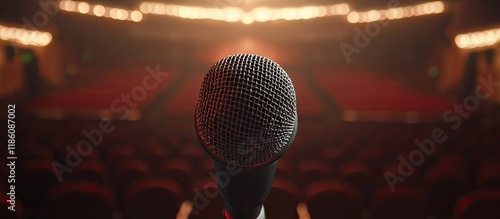 Close up of a microphone in...
