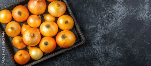 Yellow onions placed in an ...