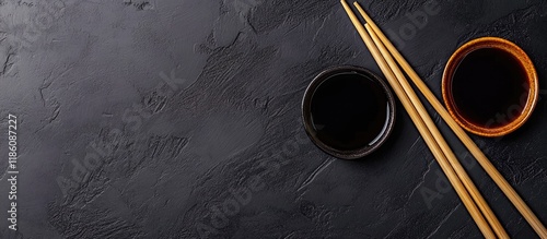 Wooden chopsticks and soy s...