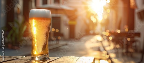 Cold beer in a glass on the...