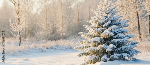 Snow covered Christmas tree...
