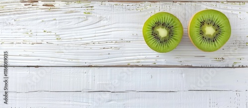 Two halves of kiwifruit on ...